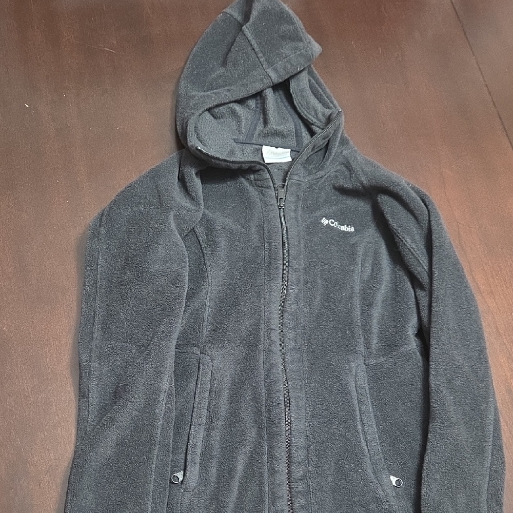 Columbia Hooded Black Fleece Jacket - Picture 3 of 3